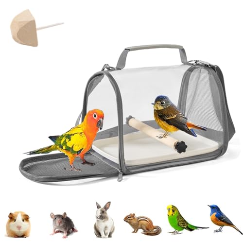 Vogeltragetasche,Reisetragetasche,vollständig transparent,19,5 * 26 * 19cm,tragbarer Vogelträger mit Kunststoffschale,Holzstange,Reisekäfig für kleine Haustiere,1 Backenzahnstein Vogeltragetasche,Reisetragetasche,vollständig transparent,19,5 * 26 * 19cm,tragbarer Vogelträger mit Kunststoffschale,Holzstange,Reisekäfig für kleine Haustiere,1 Backenzahnstein von AzulLanse