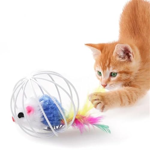 AzurePure 1 stück Katzenspielzeug-Stick Federstab mit Glocke Mauskäfig Spielzeug Kunststoff Künstliche Bunte Katze Teaser Spielzeug Haustier Zufällige Farbe katzenspielzeug Maus von AzurePure