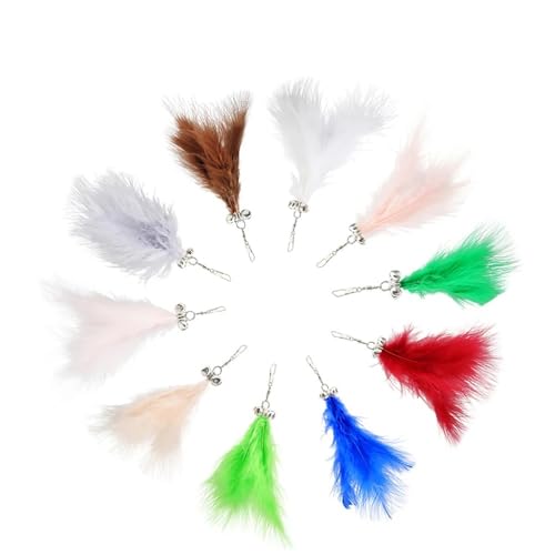 AzurePure 10 stücke Kurze Feder Katzenspielzeug DIY Ersetzen Katze Teaser Stick Ersatz Haustier Spielzeug Zubehör for Indoor Katzen Zauberstab Übung katzenspielzeug Maus(C Random Color) von AzurePure