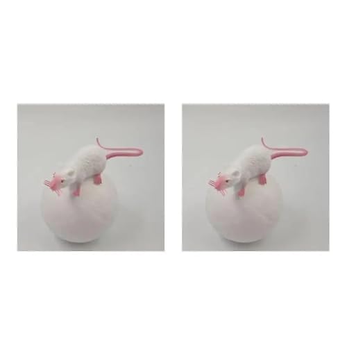 AzurePure 2 stücke Maus Streich Mäuse Realistische Ratte Gefälschte Spielzeug Halloween Ratten Kunststoff Simulation Lebensechte Witz Trick Decor Prop Katze katzenspielzeug Maus(A1 White) von AzurePure
