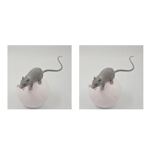 AzurePure 2 stücke Maus Streich Mäuse Realistische Ratte Gefälschte Spielzeug Halloween Ratten Kunststoff Simulation Lebensechte Witz Trick Decor Prop Katze katzenspielzeug Maus(A3 Grey) von AzurePure