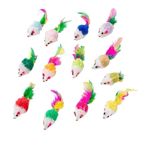 AzurePure Haustier Katzenspielzeug Kaninchenfell Falsche Maus Feder Regenbogen Maus Spielzeug Lustiges Spielspielzeug for Kätzchen Katzenspielzeug Interaktiv katzenspielzeug Maus(3) von AzurePure