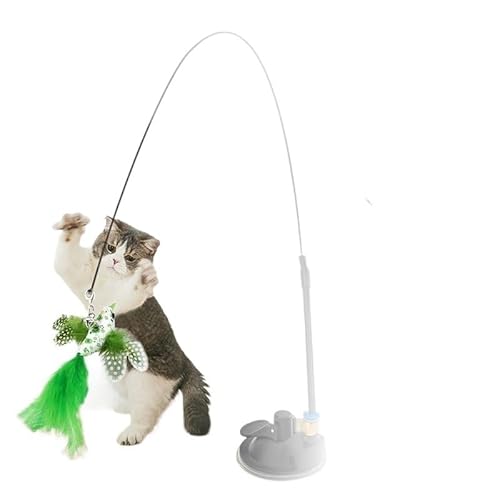 AzurePure Katzenspielzeug, Federstab, interaktives Spielzeug, Kätzchenspielzeug mit abnehmbarem Super-Saugnapf, 2 Stück Federersatz katzenspielzeug Maus(7) von AzurePure