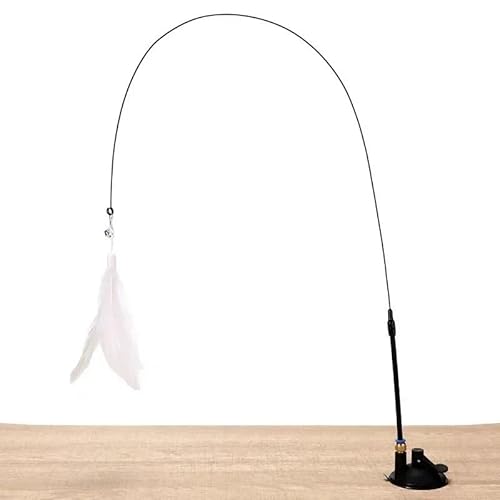 AzurePure Katzenspielzeug, Federstab, interaktives Spielzeug mit abnehmbarem Super-Saugnapf, 2 Stück Federersatz, Katzenzubehör katzenspielzeug Maus(1,Powerful Suction Cup) von AzurePure