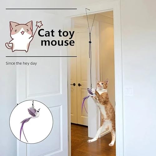AzurePure Katzenspielzeug, selbstaufhängende Tür, Simulationsvogelspielzeug for Katzen, interaktives freihändiges Katzenspielzeug mit Gummiband, Katzenzubehör katzenspielzeug Maus(S2-4) von AzurePure