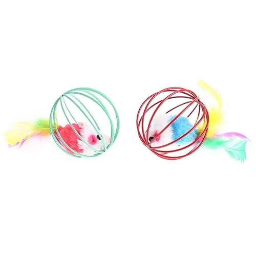AzurePure Katzenspielzeug – Mäuseballkäfig in zufälliger Farbe for Kätzchen – Haustierbedarf und Zubehör for Katzen for Jagen und Trainieren katzenspielzeug Maus(2PC Random Color) von AzurePure