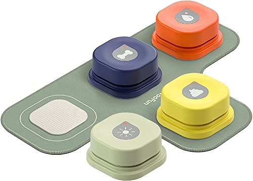 AzurePure asf Hundeknopf-Aufzeichnung, Sprechende Haustierkommunikation, Stimmtraining, Interaktives Spielzeug, Klingel mit Pad und Aufkleber, Einfach zu bedienen kur(4 Packs) von AzurePure