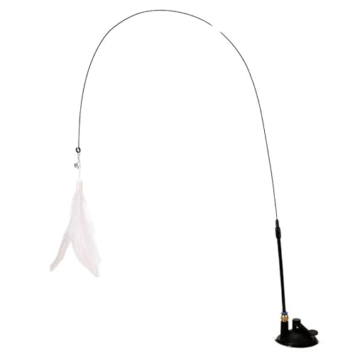 Interaktives Katzenspielzeug, Freihändiger Katzenstab, For Spielen Mit Kätzchen, Teaser-Zauberstab, Spielzeug Mit Saugnapf, Vogel/Feder, Katzenstab, Haustierspielzeug katzenspielzeug maus(White) von AzurePure