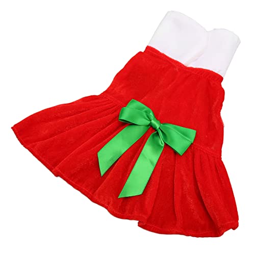 Azusumi Haustier-Weihnachtskleid, Stilvoll, Niedliche Schleife, Dekoration, Glänzend, Weich, Warm, Hoher Kragen, Weihnachts-Hunderock für Kleine Hunde (XL) von Azusumi
