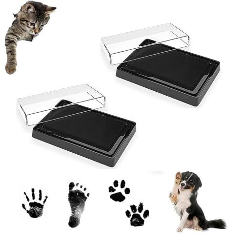 Azwood Stempelkissen mit Hunde- und Katzenpfotenabdruck, 2 Stück Haustierpfoten-Stempelkissen, sicheres haustierfreundliches Stempelkissen für Welpen, Kätzchen, Erinnerungs-Andenken, keine Unordnung von Azwood