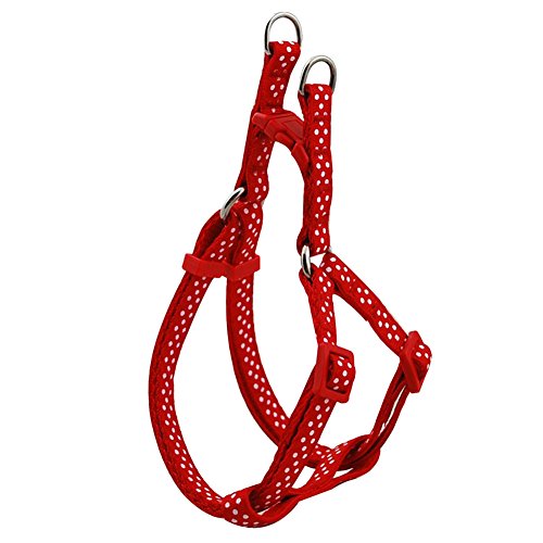 B-JOY Step-In Geschirre für Hunde Punkten Hundegeschirr mit Zugentlastung Verstellbar Zugentlastung Verstellbar und Haustierleine (rot) von B-JOY