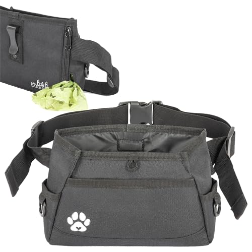 Leckerli-Tasche für das Training – Gürteltasche für Hundetraining – Leckerlibeutel für Haustiertraining mit Magnetverschluss und 3 Tragevarianten – Haustierprodukte und Haustierbedarf (schwarz) von B&B Farmhouse