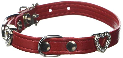 B & F 03131S Hundehalsband dekoriert mit Herzchen Leder,rot von B & F