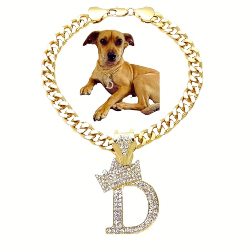 BA UNIQUE FASHION Kubanische Kette mit Initialbuchstabe, Haustierkette, Haustierkette, Katze, Welpenkette (55,9 cm, D) von BA UNIQUE FASHION