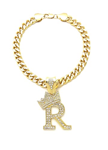 Kubanische Kette mit Initialbuchstabe, Haustierkette, Haustierkette, Katze, Welpe (R, 35,6 cm) von BA UNIQUE FASHION