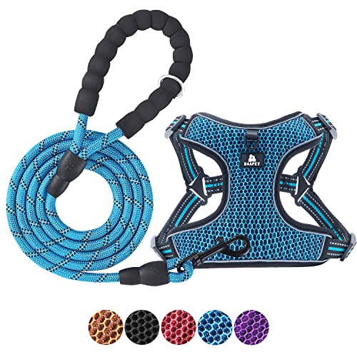 BAAPET Atmungsaktives Hundegeschirr für kleine Welpen, mittelgroße oder große Hunde, Step-in und Air-Mesh mit 1,8 m reflektierendem Seil, Hundeleine (XL – 1,8 m x Brust (61 ~ 71 cm), Blau) von BAAPET