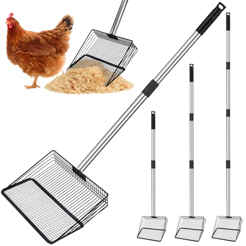BABORUI 25,4 cm große Hühnerkotschaufel, verstellbare Streuschaufel für Huhn, abnehmbare Edelstahl-Reinigungswerkzeuge, robuste Kotschaufel für Hühnerstall-Zubehör von BABORUI