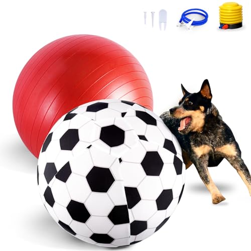 BABORUI Herding Ball für Hunde, 50,8 cm großer Herding-Ball mit Fußball-Muster, Ballabdeckung, Handpumpen-Werkzeuge, interaktives Hundespielzeug für energiereiche, mittelgroße und große Hunde von BABORUI