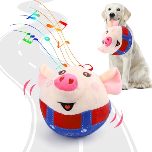 BABORUI Interaktives Hundespielzeug Schwein, springendes quietschendes Hundespielzeug mit Aufnahme- und Musikmodi, wiederaufladbar, bewegliches Kauspielzeug für kleine, mittelgroße und große Hunde, um von BABORUI