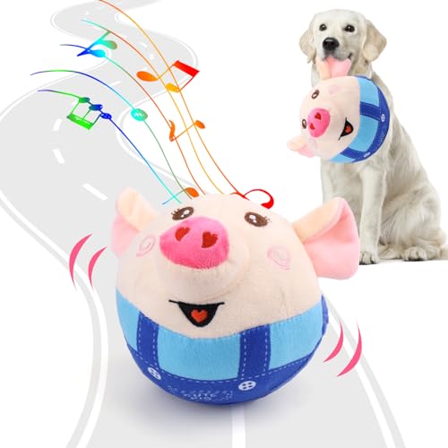 BABORUI Interaktives Hundespielzeug Schwein, springendes quietschendes Hundespielzeug mit Aufnahme- und Musikmodi, wiederaufladbar, bewegliches Kauspielzeug für kleine, mittelgroße und große Hunde, um von BABORUI