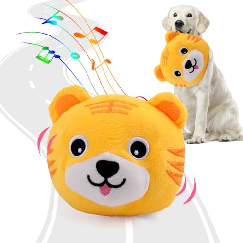 BABORUI Interaktives Hundespielzeug Tiger, springendes quietschendes Hundespielzeug mit Aufnahme- und Musikmodi, wiederaufladbar, bewegliches Kauspielzeug für kleine/mittelgroße/große Hunde, um sie zu von BABORUI