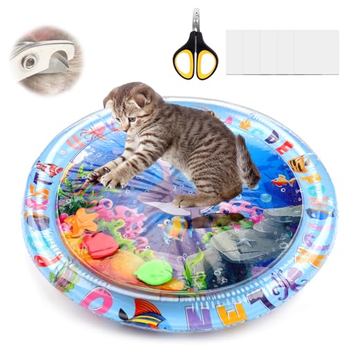 BABORUI Wassersensorische Spielmatte für Katzen, Katzenspielzeug für gelangweilte Indoor-Katzen, runde innovative Wassersensormatte für Katzen für endloses Selbstspiel von BABORUI