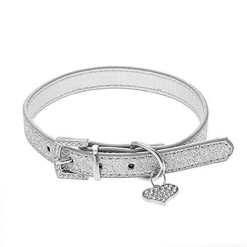 BABYVIVA Halsketten für Frauen, verstellbares Hundehalsband mit Seil, glänzende Strasssteine, Liebe, PU-Leder, Hundehalsband, geeignet für kleine und mittelgroße Hunde von BABYVIVA