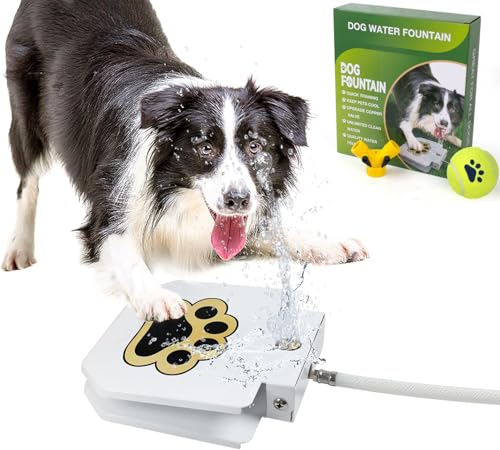 BACOENG Hund Wasserbrunnen Step On, Outdoor Hund Wasser Sprinkler Trinkwasser Spielzeug für Große Hunde von BACOENG