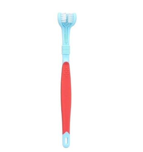 3-seitige Haustier-Zahnbürste, Kunststoff-Zahnbürste for Hunde, entfernt Mundgeruch, reinigt Mundstein, Haustier-Zahnpflege (Color : Light Blue) von BADALO