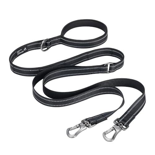 Doppelhaken-Hundeleine, Haustier-Traktionsseil, Laufgriff, Bungee-Leine, reflektierendes Seil for mittelgroße Hunde (Color : Black) von BADALO