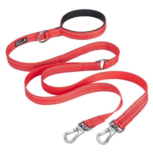 Doppelhaken-Hundeleine, Haustier-Traktionsseil, Laufgriff, Bungee-Leine, reflektierendes Seil for mittelgroße Hunde (Color : Red) von BADALO