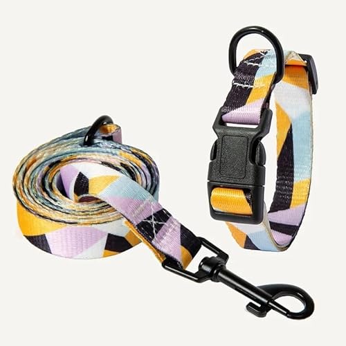 Haustier-Halsband-Leine-Set, Hunde- und Katzenhalsband und verstellbare Leine (Color : NO1 Set, Size : M) von BADALO