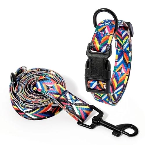 Haustier-Halsband-Leine-Set, Hunde- und Katzenhalsband und verstellbare Leine (Color : NO2 Set, Size : L) von BADALO