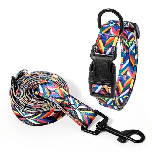 Haustier-Halsband-Leine-Set, Hunde- und Katzenhalsband und verstellbare Leine (Color : NO2 Set, Size : XL) von BADALO