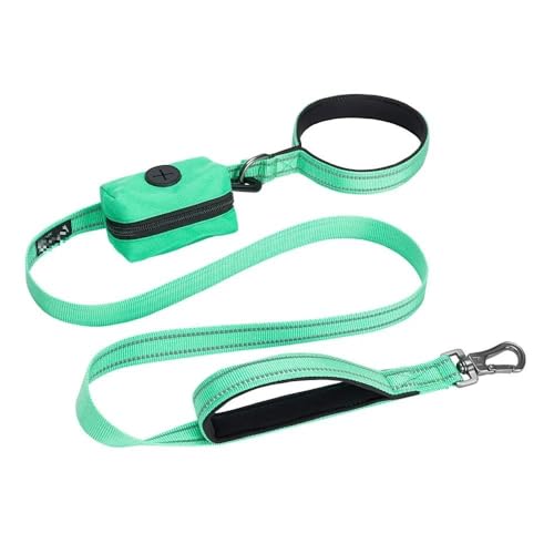 Haustierleine mit Futterbeutel, Zugseil for Hunde, Freisprecheinrichtung, Bungee-Leine, Aufbewahrungstasche for Hundefutternäpfe, verstellbare Mini-Tasche (Color : Green) von BADALO