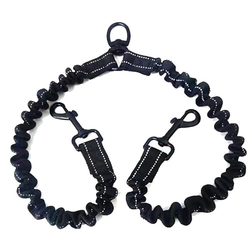 Schwarze 2-Wege-Koppler-Hundeleine, elastisch, verlängerte Haustierleine, Outdoor-Training, doppelte kleine, mittelgroße Hundeleine (Color : Black-Hook) von BADALO