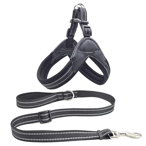 Tragbares Fischgräten-Hundegeschirr aus Nylon, reflektierende Seide, bequem, atmungsaktiv, schnell zu tragen (Color : Black, Size : L) von BADALO