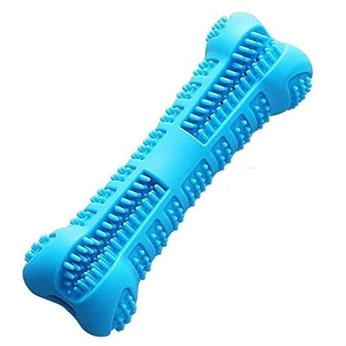 Weiche Gummi-Hundezahnbürste, Hunde-Kauspielzeug, Hundebürstenstab, 360-Grad-Zahnreinigung, Haustier-Zahnbürste (Color : Blue, Size : M 10.5x3.7cm) von BADALO