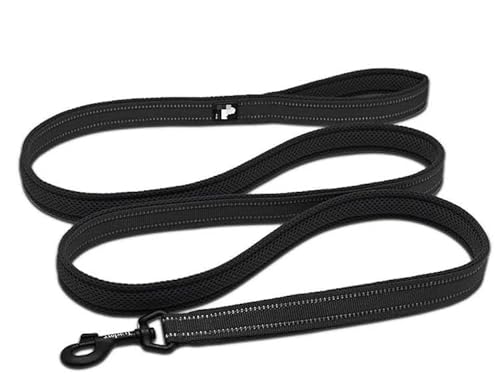Weiche Mesh-Nylon-Hundeleine Doppelt Laufen Reflektierende Sicheres Gehen Training Haustier Hundeleine Leine Lager 200 cm Hot (Color : Black, Size : M 200cm) von BADALO