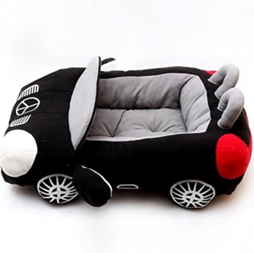 BADASS SHARKS Cool Sports Auto Form Pet Hundebett House Chihuahua Yorkshire kleine Hund Katze Haus Wasserdicht Warm Soft Puppy Sofa Käfig Schwarz/Gelb/Rot, 76 * 50 * 20, schwarz von BADASS SHARKS