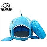 BADASS SHARKS Haifischbett für Hunde und Katzen, warm, weich, für den Winter, 42 cm / 50 cm (42 cm, blau) von BADASS SHARKS