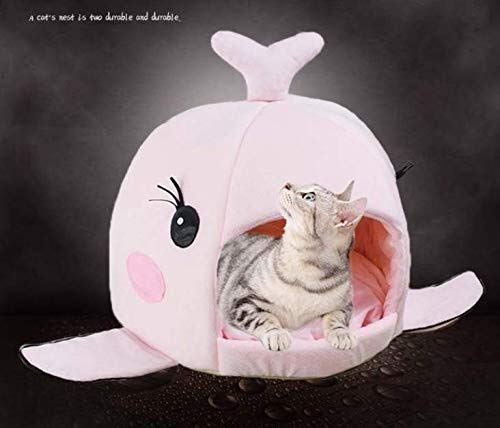 Badass Haifisch-Höhle für kleine und mittelgroße Hunde und Katzen, waschbar, mit herausnehmbarem Kissen und wasserdichter Unterseite, 42cm, rose von BADASS SHARKS