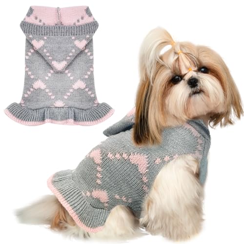 BAEJMJK Hundepullover mit Loch für die Leine, Kapuzenpullover, warmer Rollkragenpullover für süße Haustiere, Welpen, Katzen, Größe S bis XL (Grau) BAEJMJK Hundepullover mit Loch für die Leine, Kapuzenpullover, warmer Rollkragenpullover für süße Haustiere, Welpen, Katzen, Größe S bis XL (Grau) von BAEJMJK