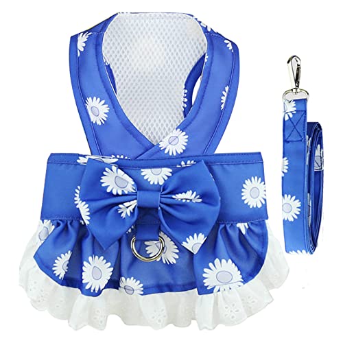 BAEJMJK Hundegeschirr und Leine, Set für kleine Hunde, florales Fliege, Mädchen, Welpenkleid, atmungsaktiv, niedlich, Prinzessin, Hundekleider, Frühling, Sommer, Haustier, Rock (dunkelblau, mittel) BAEJMJK Hundegeschirr und Leine, Set für kleine Hunde, florales Fliege, Mädchen, Welpenkleid, atmungsaktiv, niedlich, Prinzessin, Hundekleider, Frühling, Sommer, Haustier, Rock (dunkelblau, mittel) von BAEJMJK