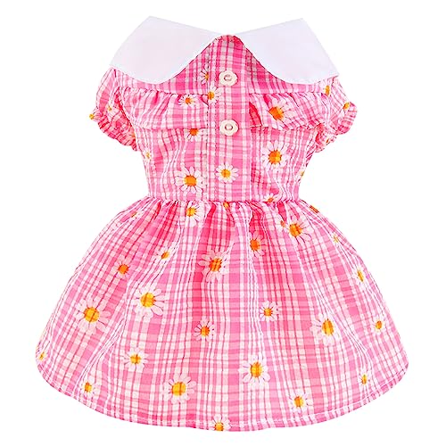 BAEJMJK Hundekleid für kleine Hunde, Gänseblümchen, Blumenmuster, Mädchen, Welpen, Kleid, atmungsaktiv, niedlich, Prinzessin, Hundekleid, Frühling, Sommer, Haustier, Katze, Kaninchen, Kleidung (Rot, von BAEJMJK