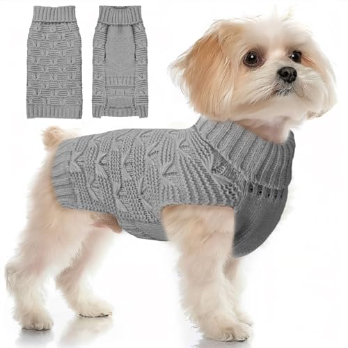 BAEJMJK Kleiner Hundepullover mit Rollkragen, warmer Strickpullover, Hundekleidung für kleine, mittelgroße Hunde, Herbst und Winter, Welpen, Strickwaren für Mädchen, Jungen, Hunde, Katzen (Grau, Größe BAEJMJK Kleiner Hundepullover mit Rollkragen, warmer Strickpullover, Hundekleidung für kleine, mittelgroße Hunde, Herbst und Winter, Welpen, Strickwaren für Mädchen, Jungen, Hunde, Katzen (Grau, Größe von BAEJMJK