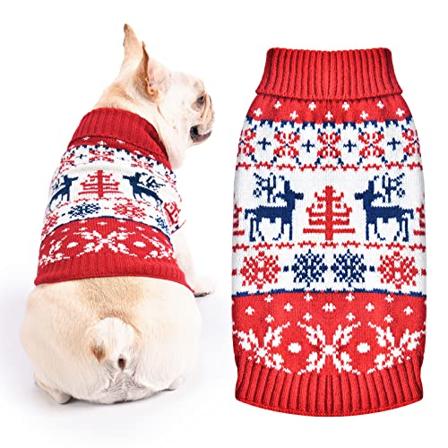 BAEJMJK Weihnachtspullover für Hunde, Rollkragen, Kleidung für kleine, mittelgroße und große Hunde, weich, warm, Welpen, Katze, Strickpullover, Hundeoutfits, Hundepullover für Herbst und Winter, roter von BAEJMJK