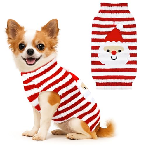 BAEJMJK Weihnachtspullover für Hunde, gestreift, für Weihnachten, Urlaub, Hundekleidung, warmer Rollkragen, Haustier-Welpen-Kostüm, Herbst-Winter, Strickpullover für kleine, mittelgroße und große BAEJMJK Weihnachtspullover für Hunde, gestreift, für Weihnachten, Urlaub, Hundekleidung, warmer Rollkragen, Haustier-Welpen-Kostüm, Herbst-Winter, Strickpullover für kleine, mittelgroße und große von BAEJMJK