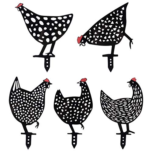 BAFOVY Hühnerstatuen mit 5pcs Acryl -Tierdekoration Set Black Garten Yard Ornament Dekorative Anteil Zum Innenhof von BAFOVY