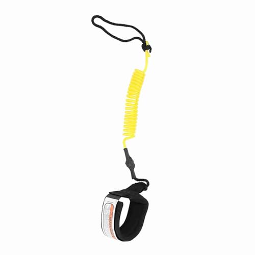 BAFOVY Stand Up Paddleboard Bein Leine Surfboard -Leine -Spar Knöchel Seil 5ft 5mm PU Kabelverstellbares Knöchelgurt Zum Surfen mit Bequemer Neoprenmanschette (Yellow) von BAFOVY